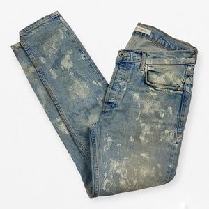 Zara Light Blue Highly Distressed Paint Splatter grunge Skinny Jeans US 32